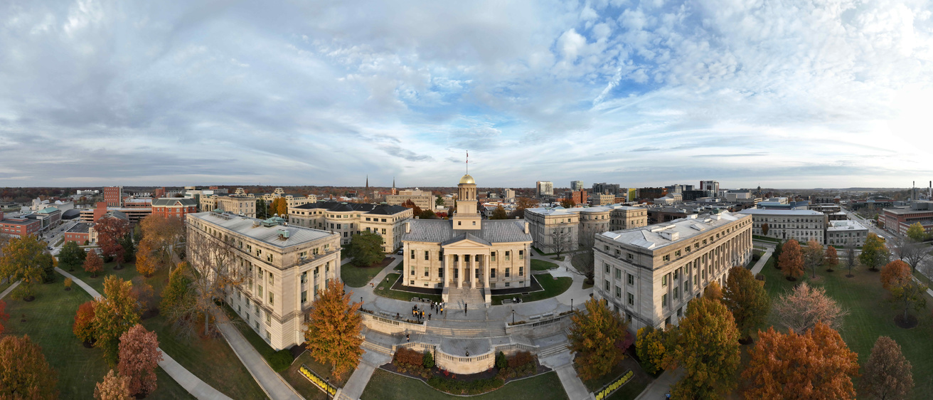 Drone flight over the Pentacrest