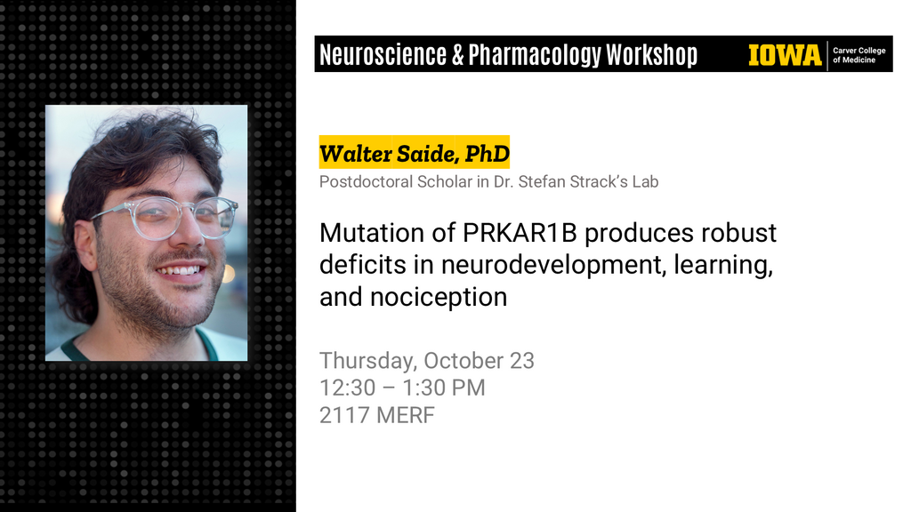 Neuroscience and Pharmacology Workshop - Walter Saide, PhD promotional image